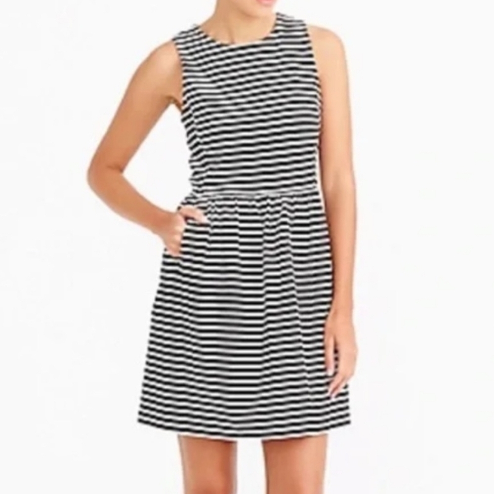 J. Crew Striped Sleeveless Daybreak Black and White Striped Dress - Picture 2 of 8